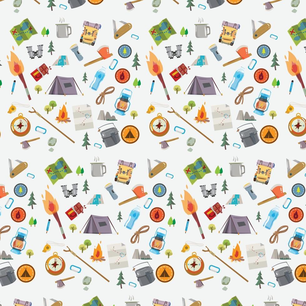 Camping pattern set vector