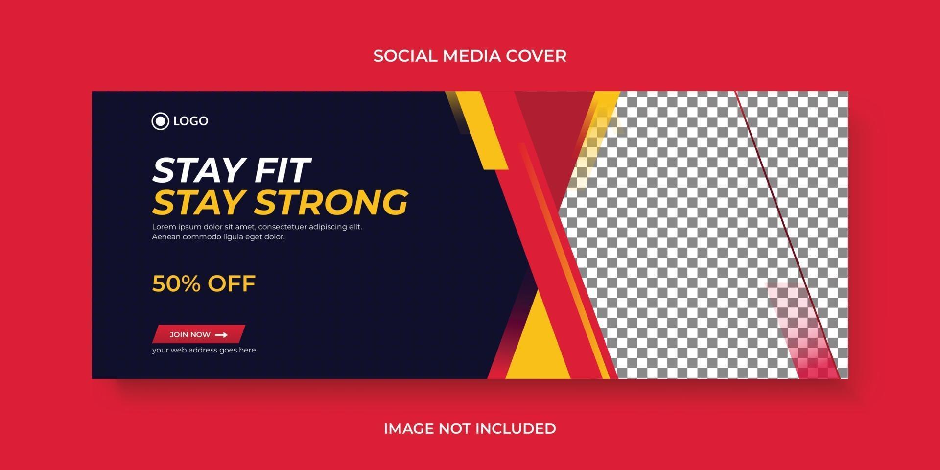 Gym fitness training center social media cover page timeline online website banner template vector