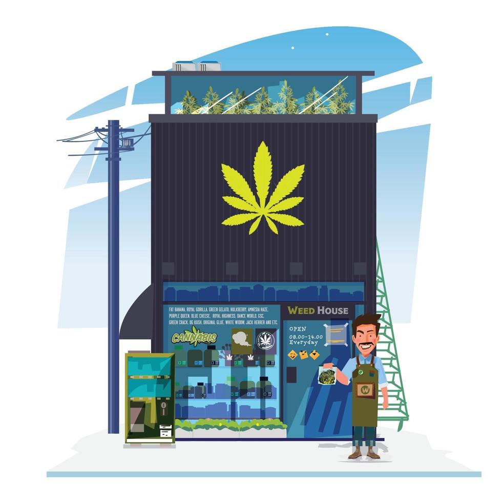 Cannabis shop building vector