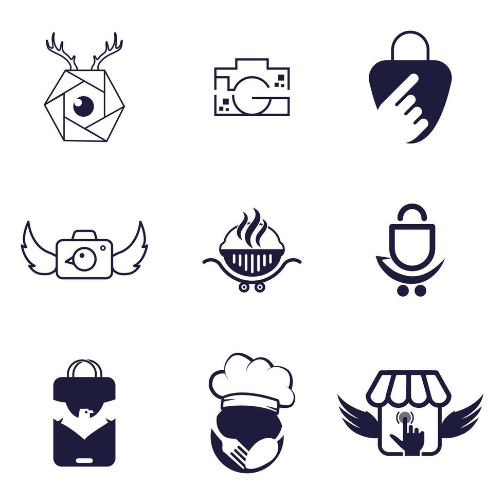 Business, Company Professional Logo Icon Set 9 Bundle Design vector