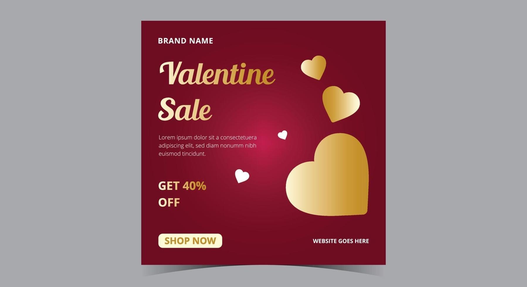 Valentine sale poster, Valentine social media post and flyer vector