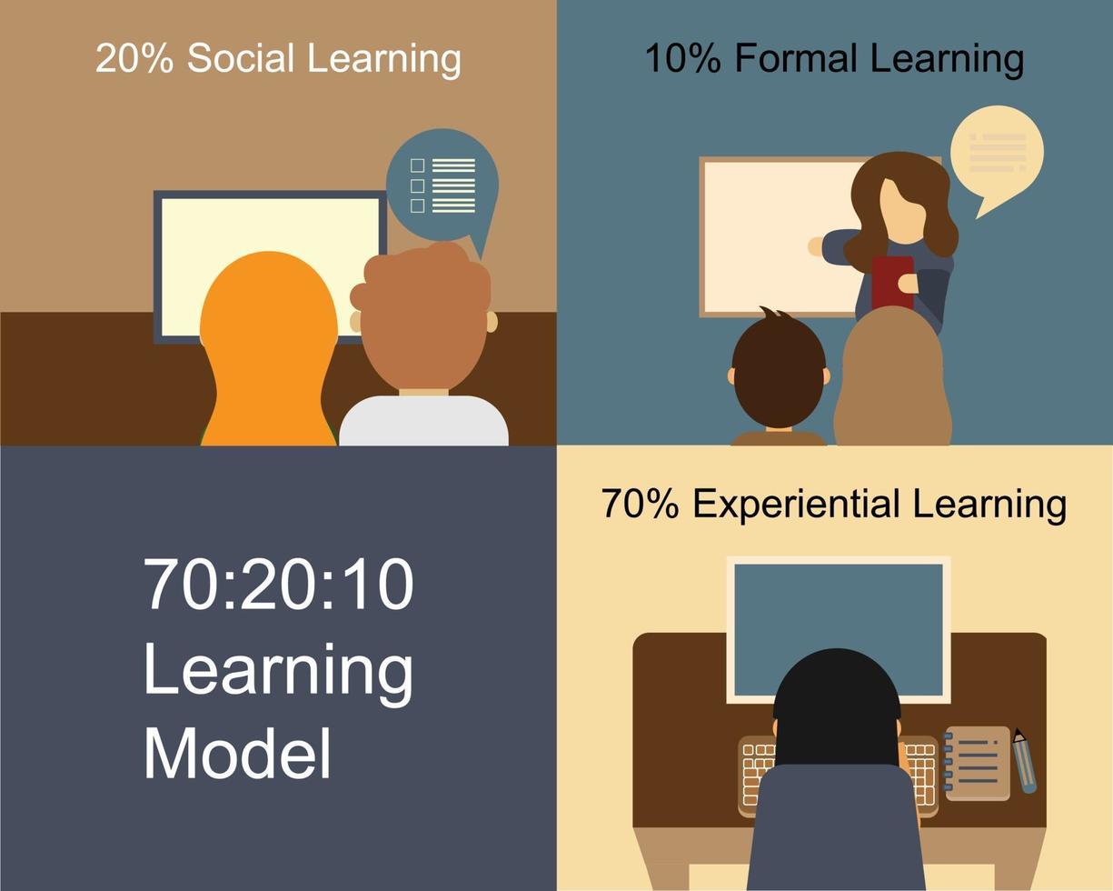 70-20-10 learning model in human resources vector