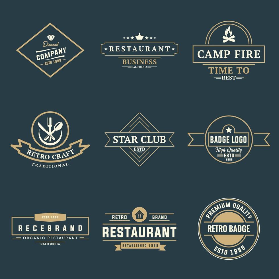 Retro Vintage Logo Design Template For Business And Company vector