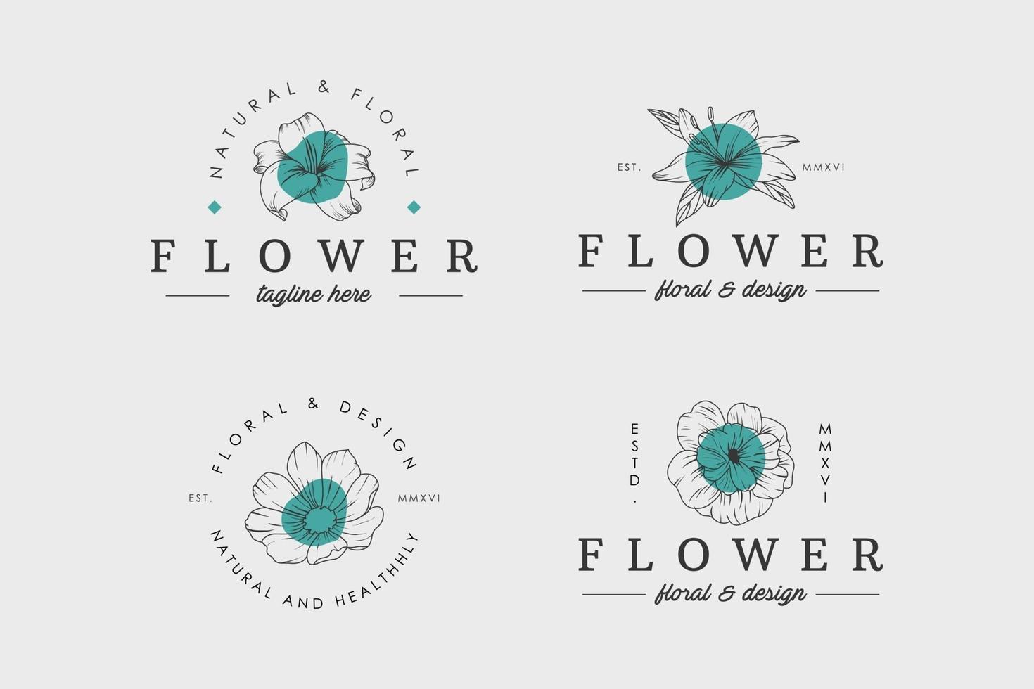 Set of fower logo vector