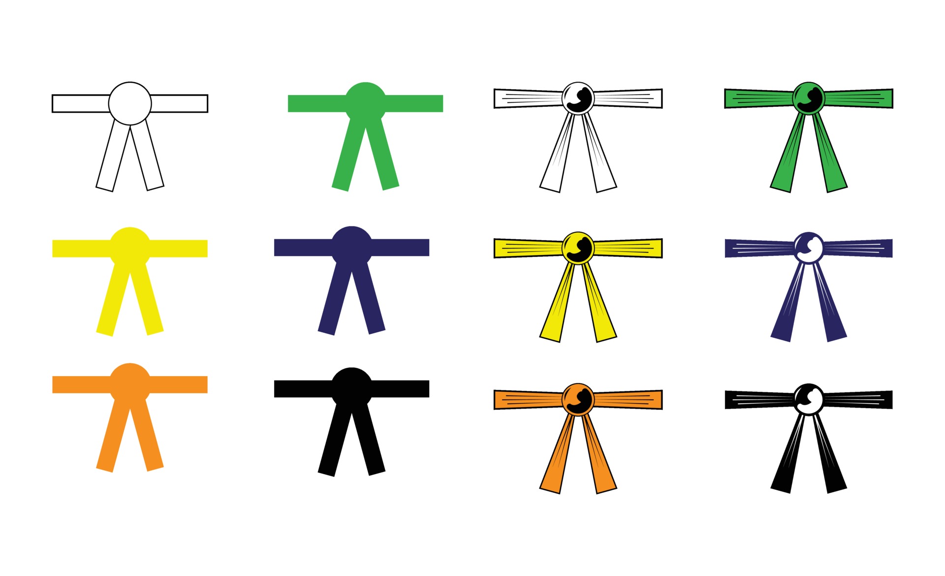 Different karate belts top