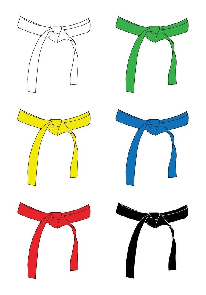 set of karate belts isolated vector