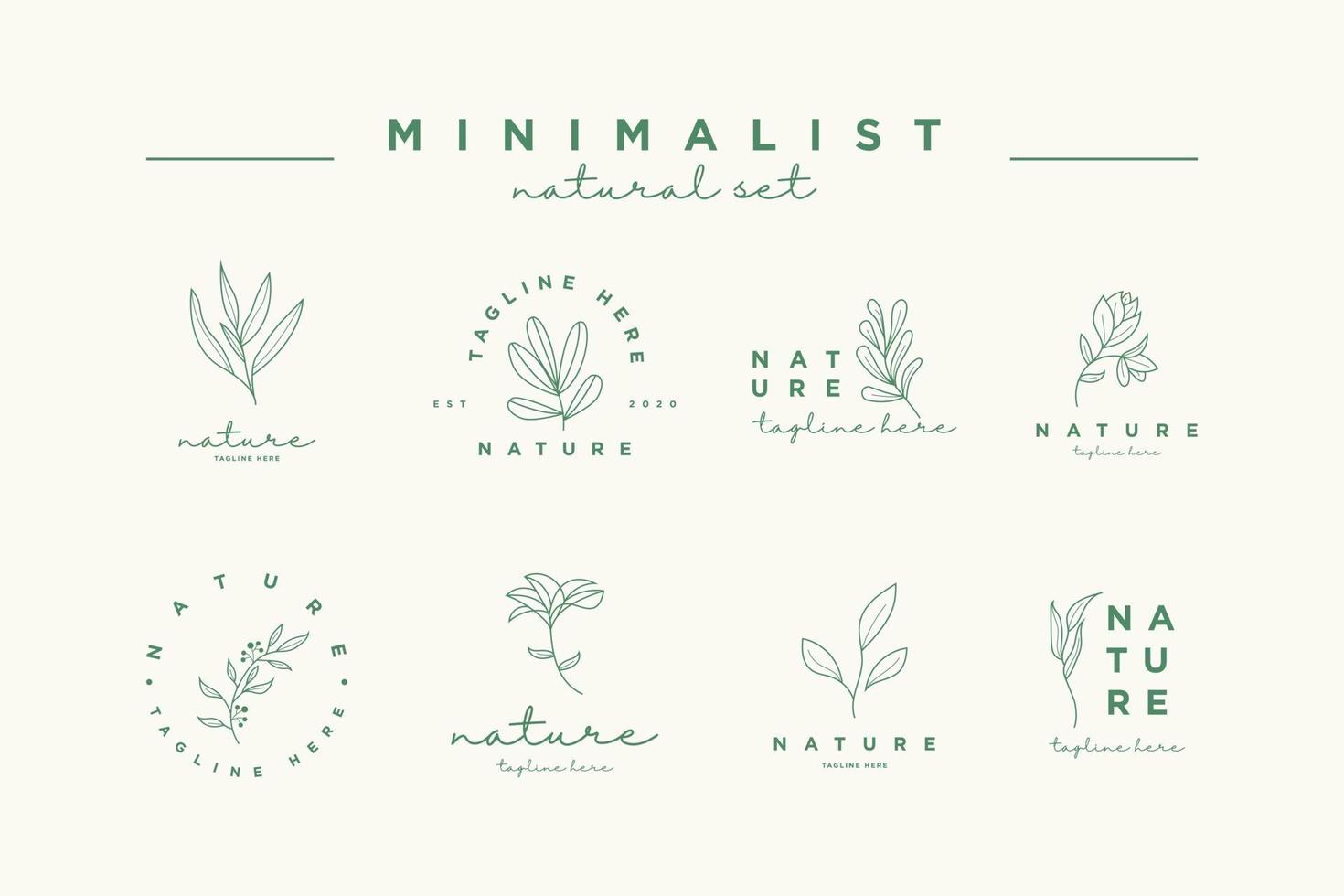 Set of hand drawn nature logo template vector