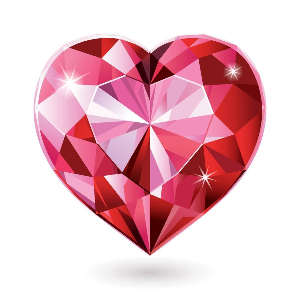 Red diamond heart isolated vector illustrations