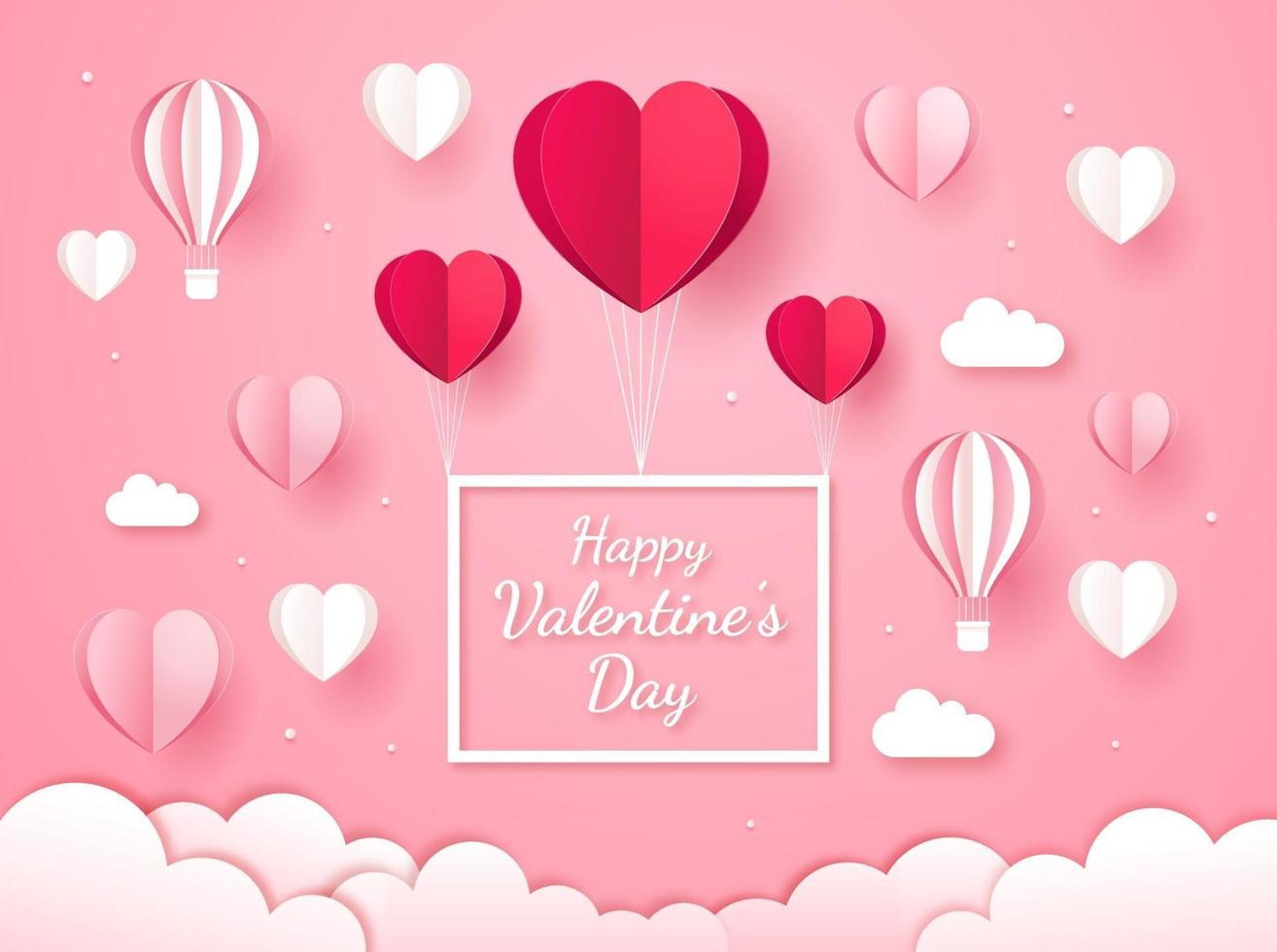 Valentine's day card paper cut style background. vector