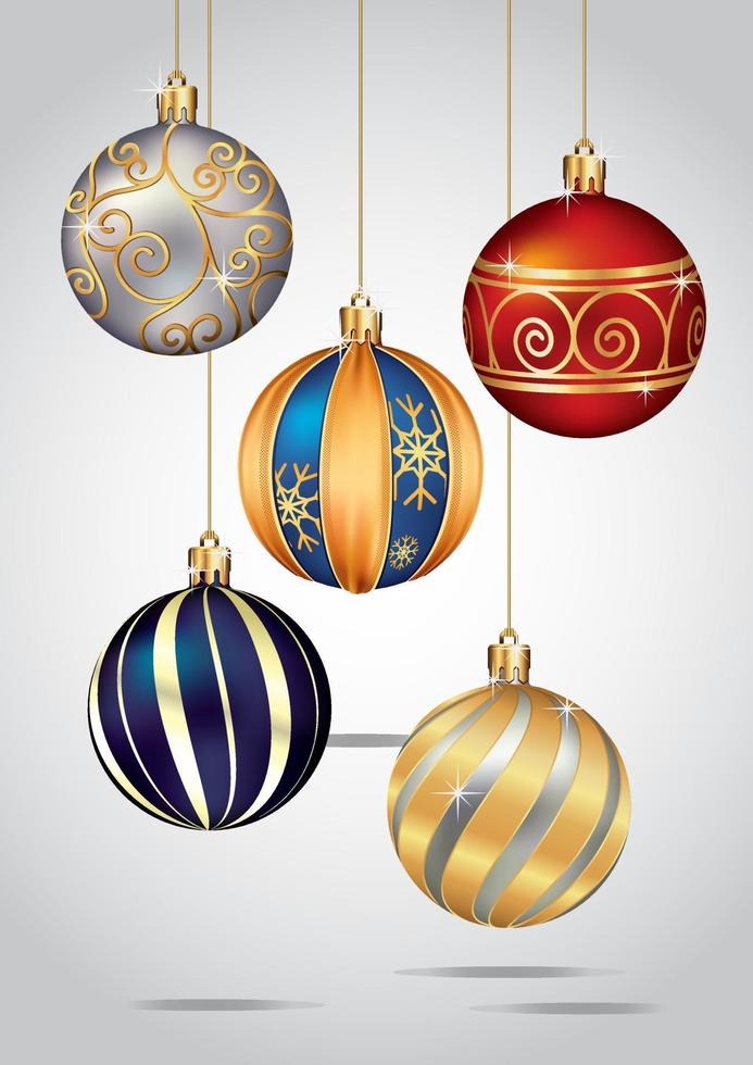 juego de colores de bolas de navidad. ilustración vectorial. vector