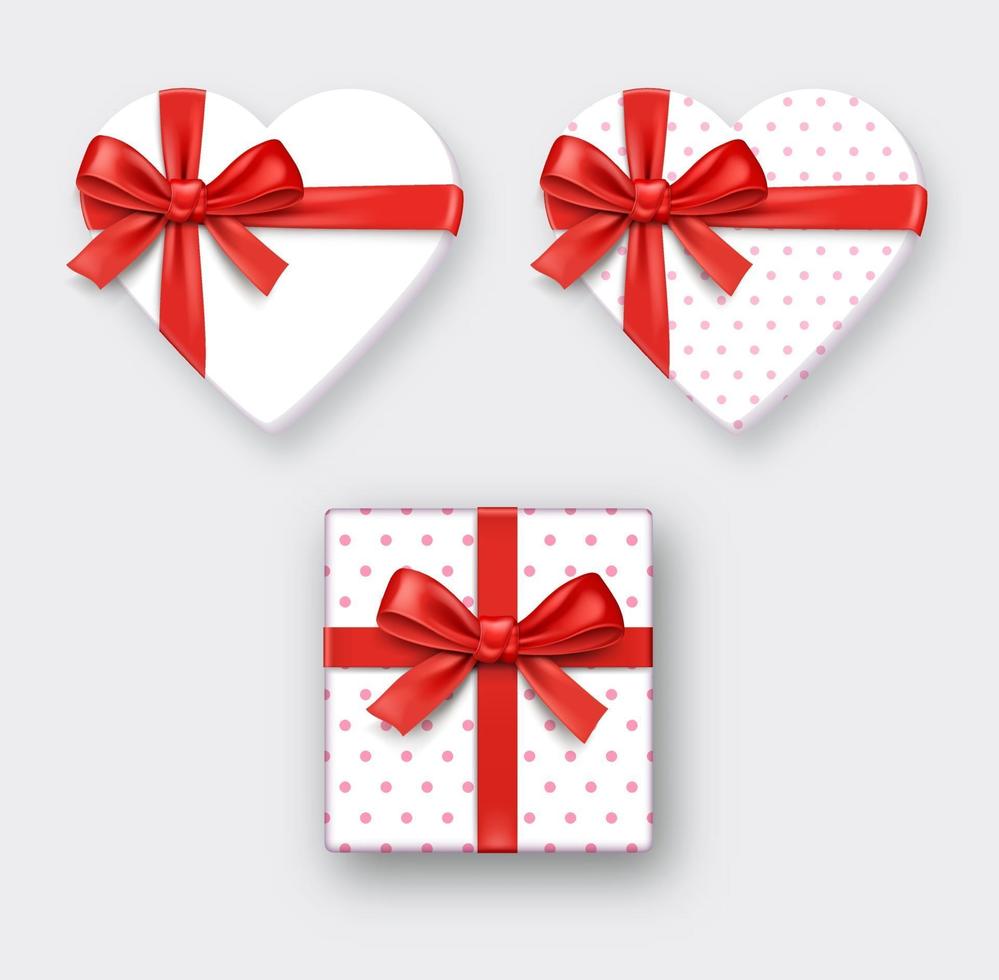 caja de regalo en forma de corazón con cinta. ilustraciones vectoriales. vector