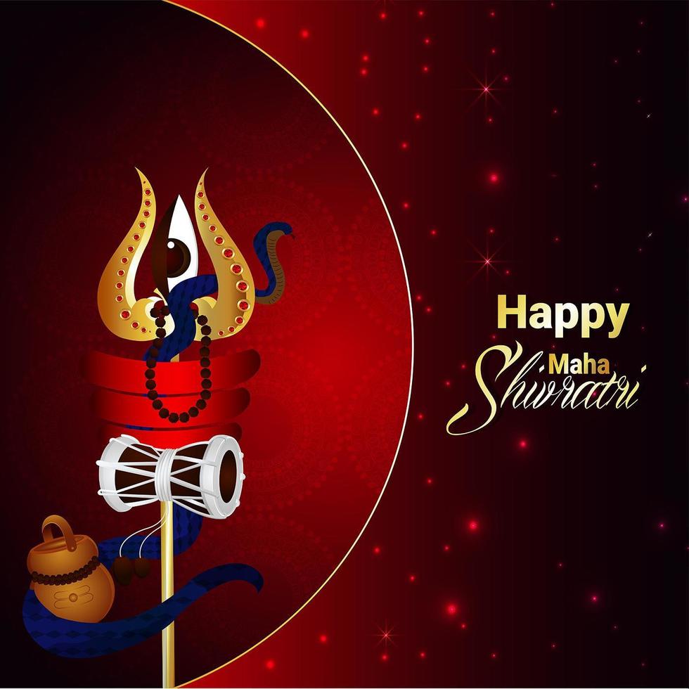 Golden Trishul of Lor Shiva for Happy maha shivratri vector