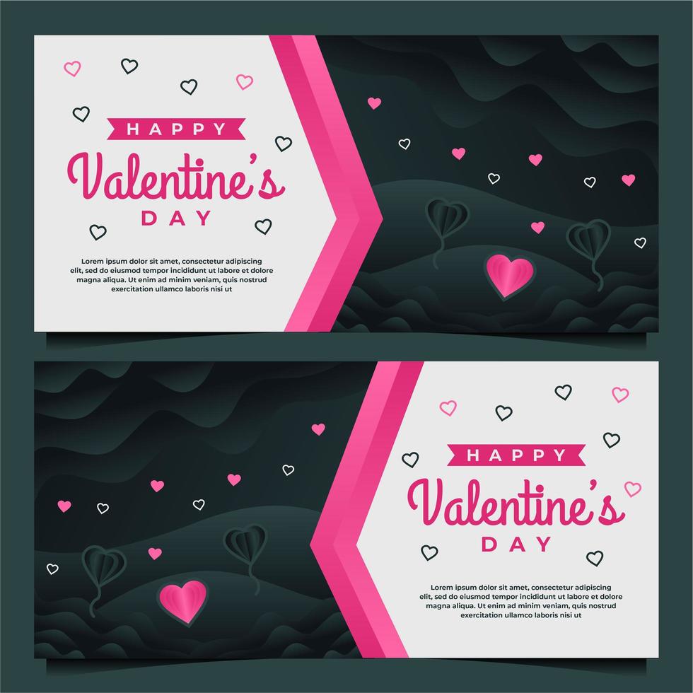 happy Valentine's day banner template with dark background template vector