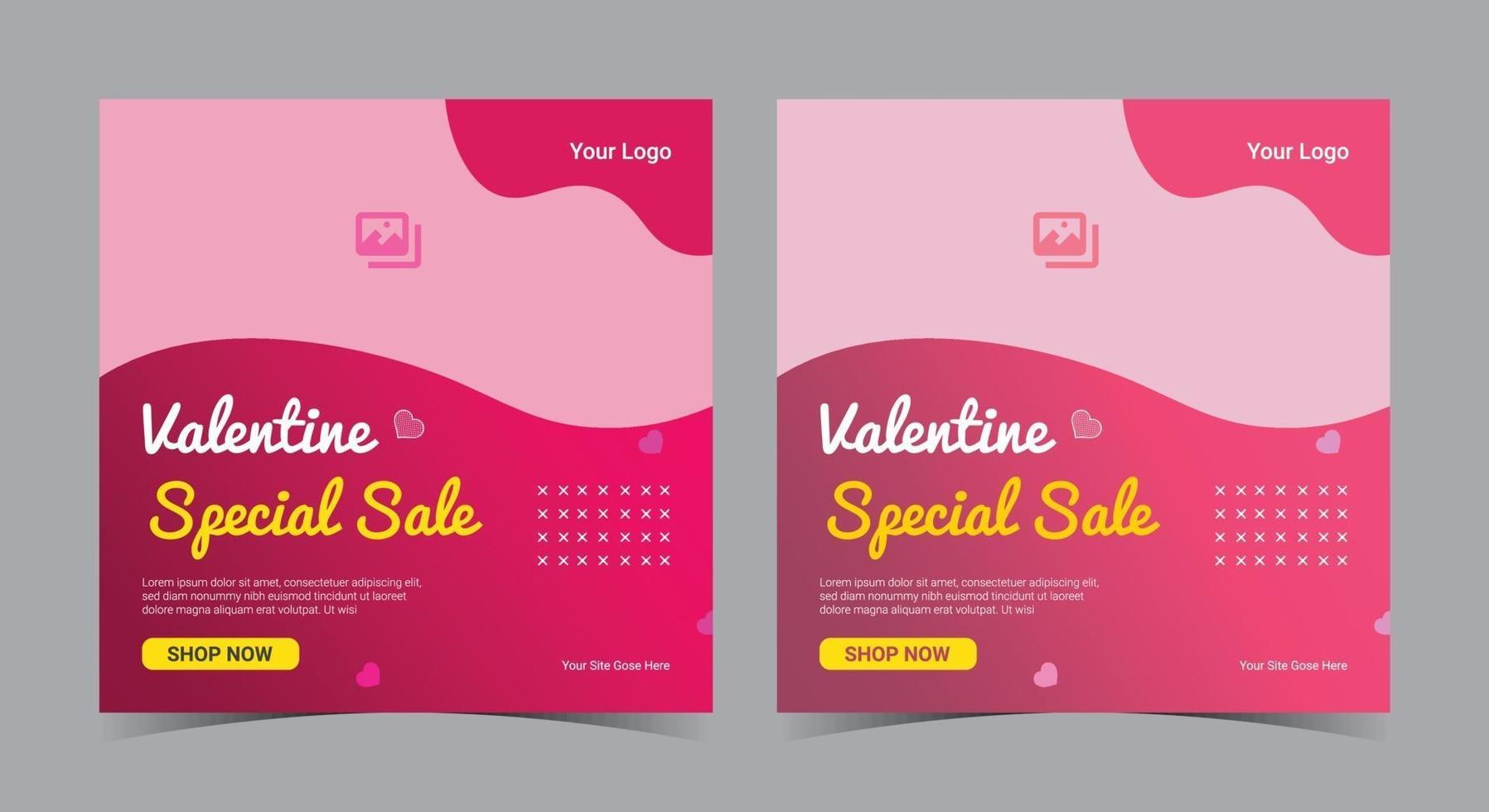 Valentine special sale poster, Valentine social media post and flyer vector