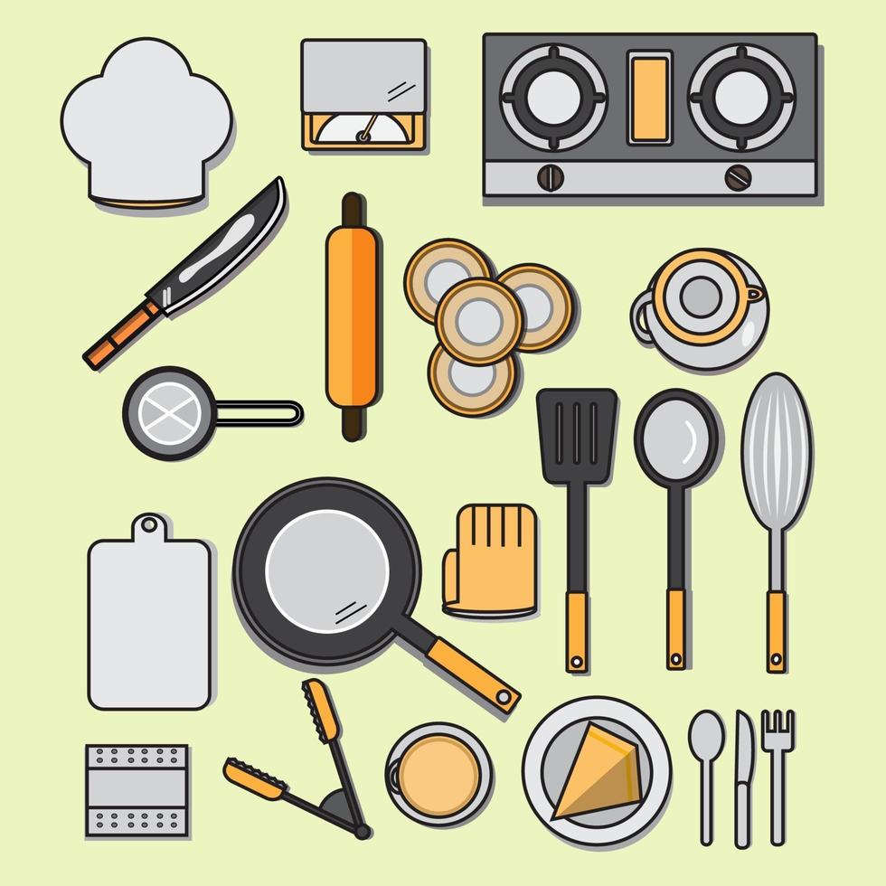 artículos de cocina de diseño simple y elegante vector