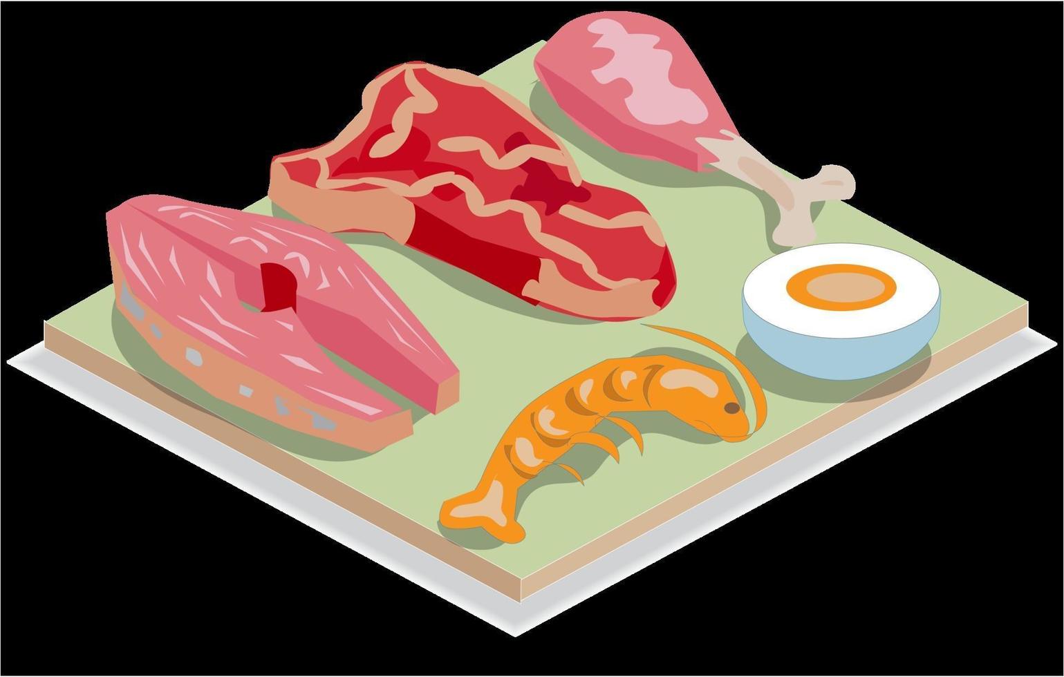 Isometric Protein Sources Sign and Illustration vector