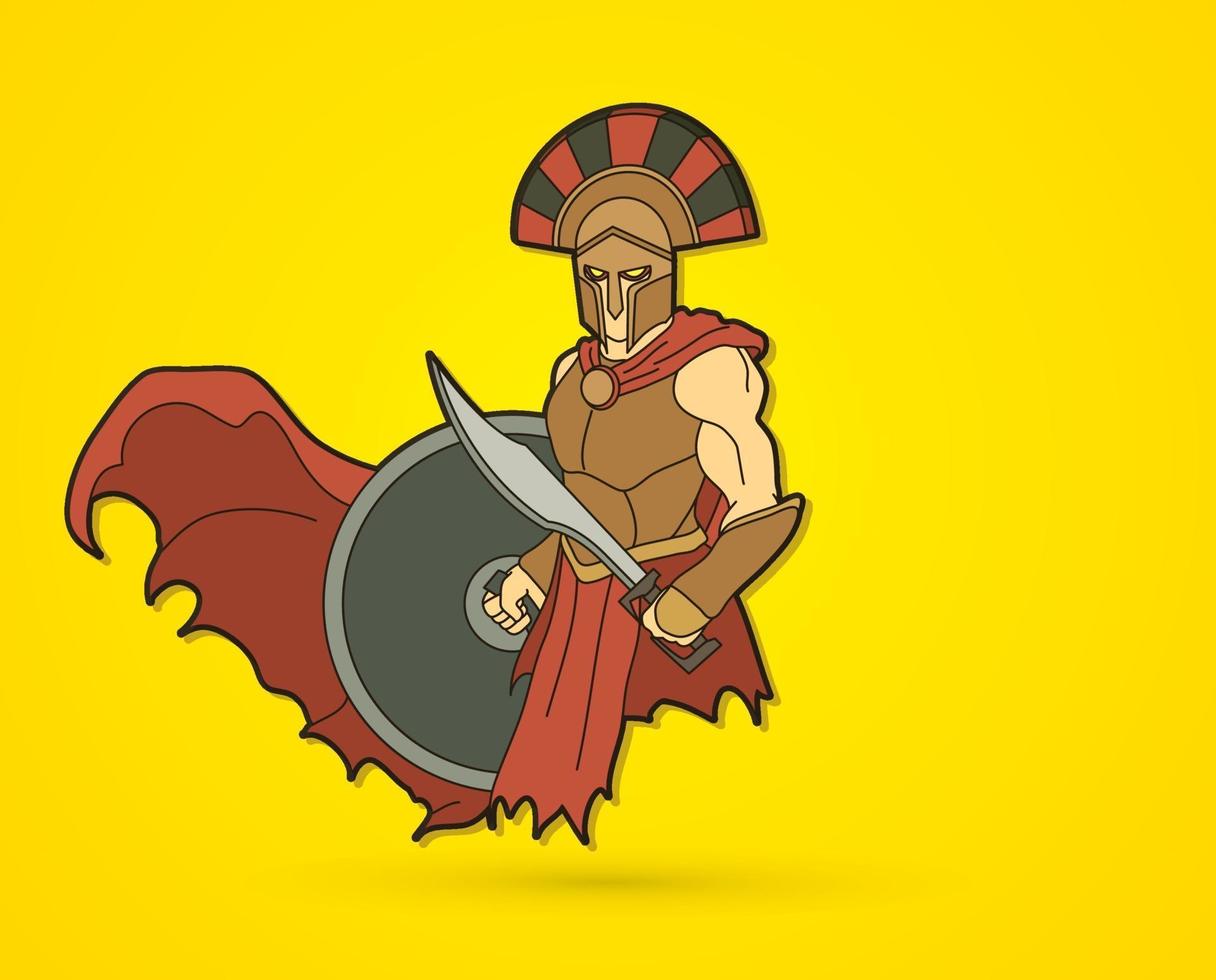 Spartan Warrior with Sword and Shield vector