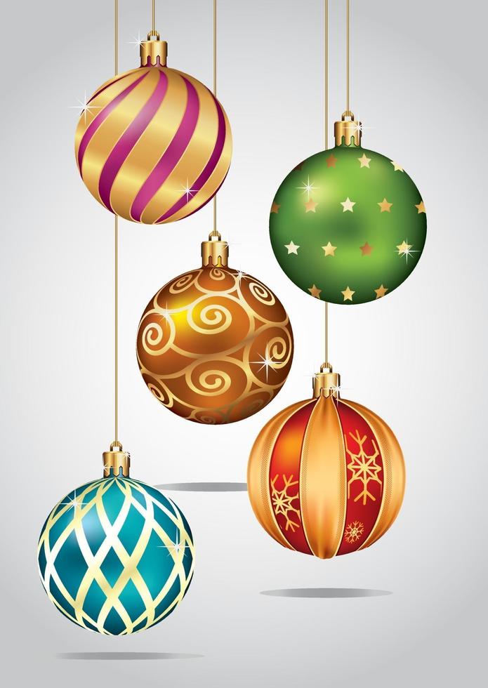 Christmas balls color set. Vector illustration.