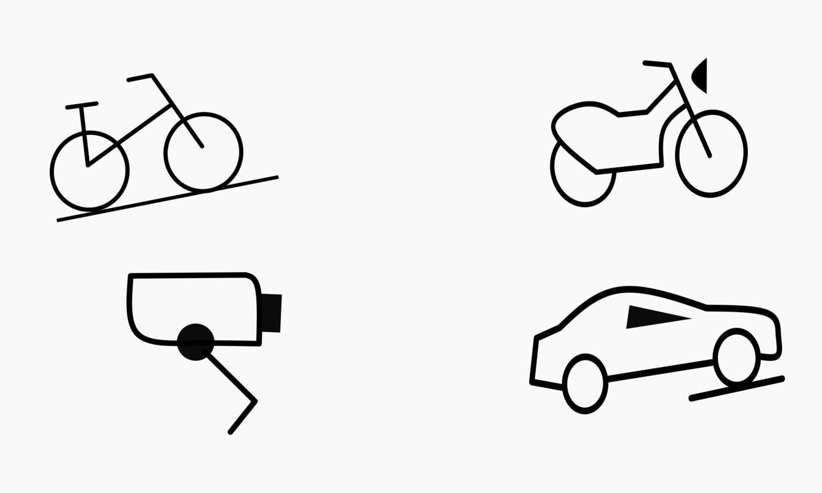 Colección de iconos de símbolo de vehículo y tecnología ilustración vectorial vector