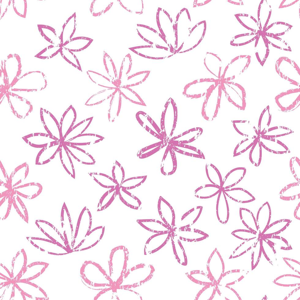 Seamless floral pattern. Stylish drawn flowers over white background. Abstract textured line art flourish ornament. vector