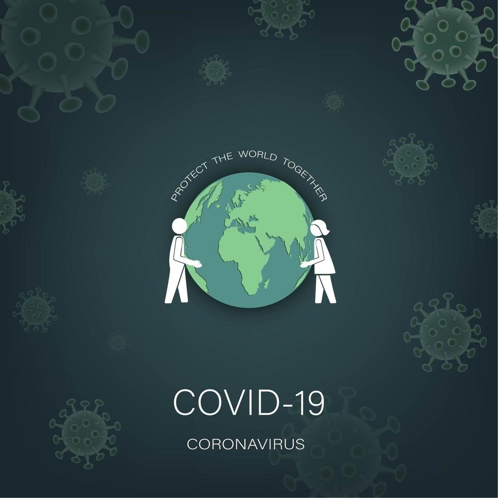 Protect the world together from covid-19 coronavirus concept vector