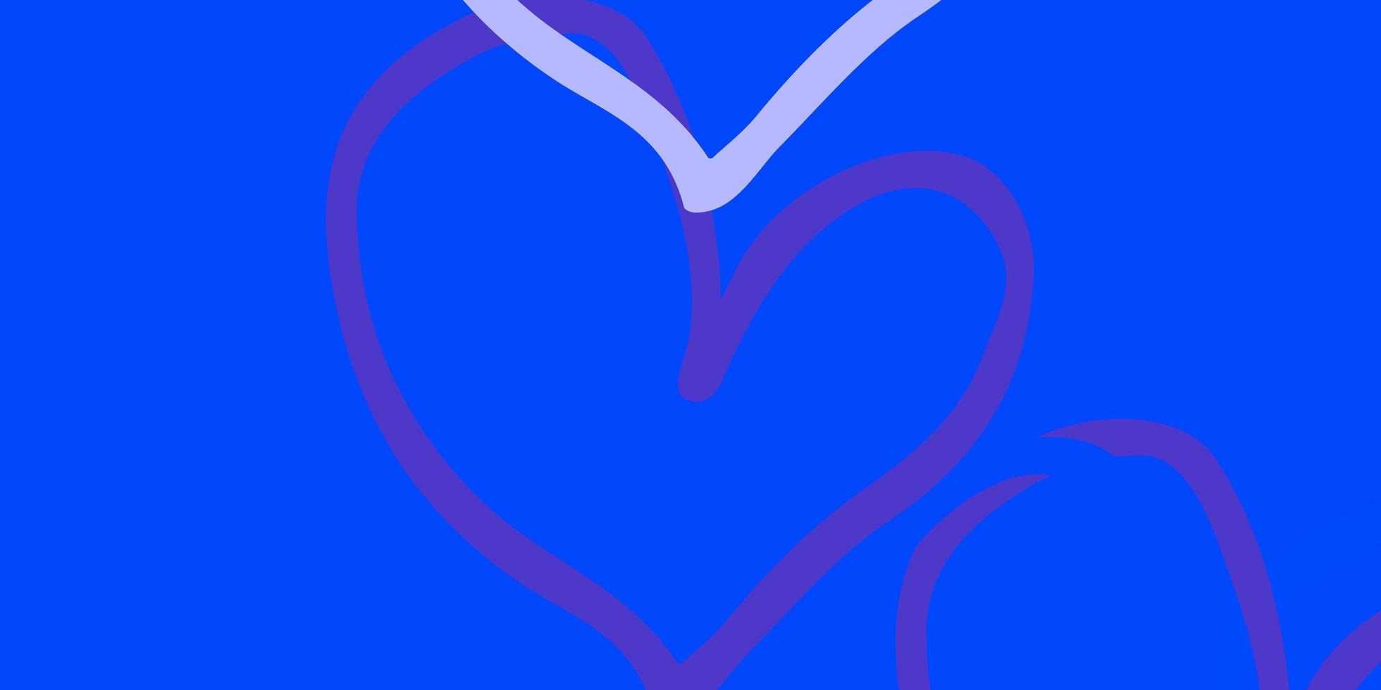 plantilla de vector azul claro con corazones de doodle.