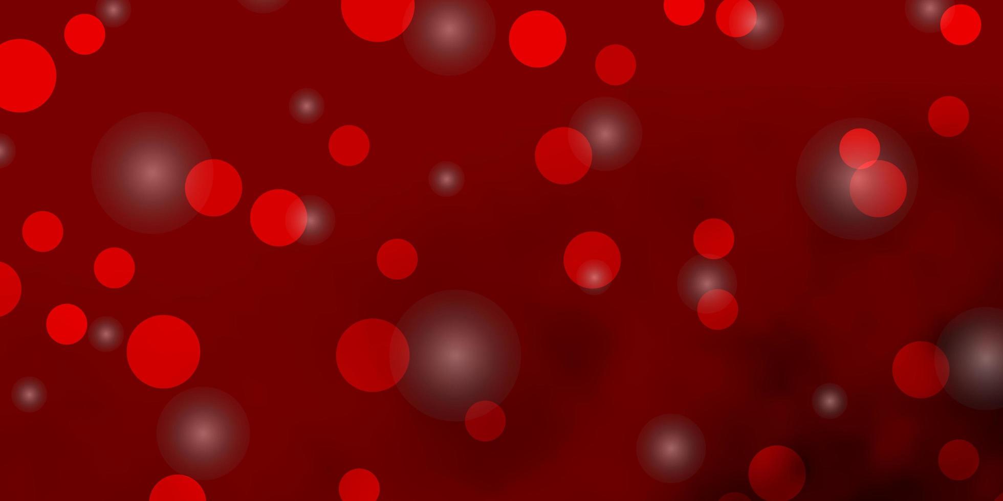 Fondo de vector rojo claro con círculos, estrellas.