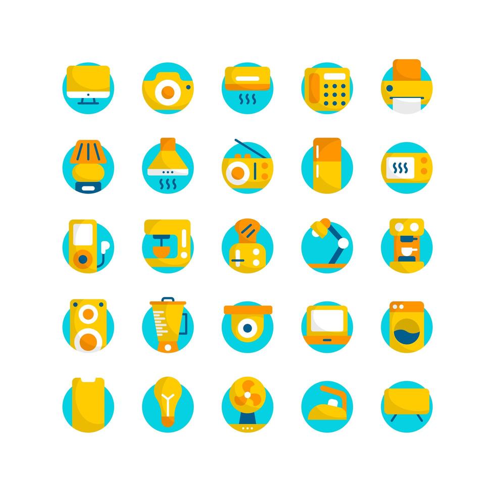 Electrical Appliance flat icon set. Vector and Illustration.