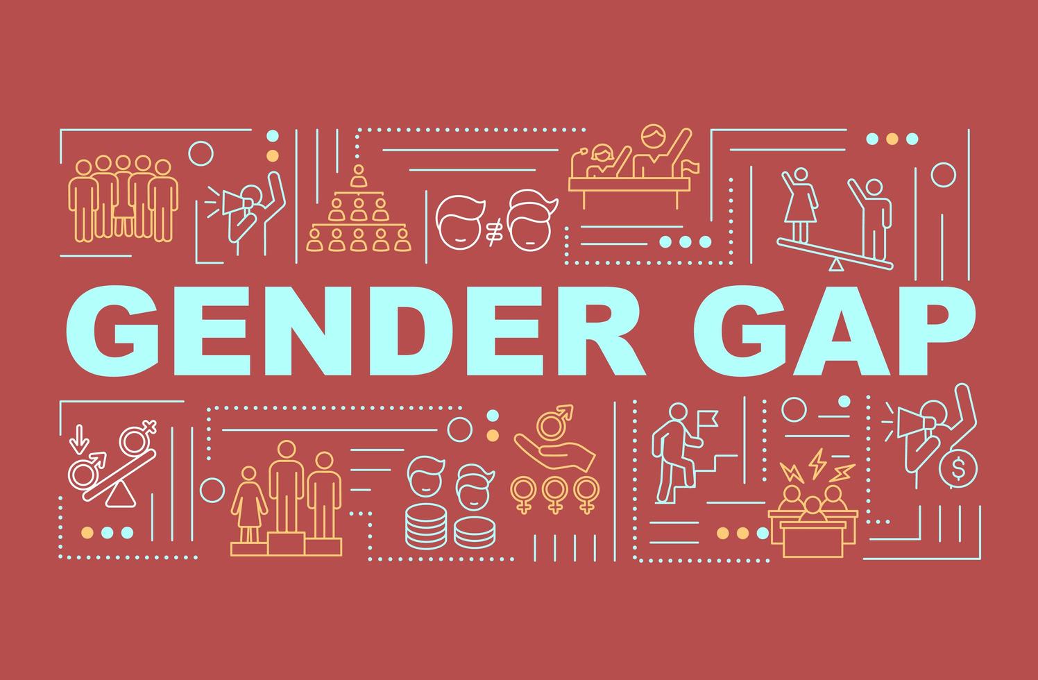brecha de género en el lugar de trabajo palabra conceptos banner vector