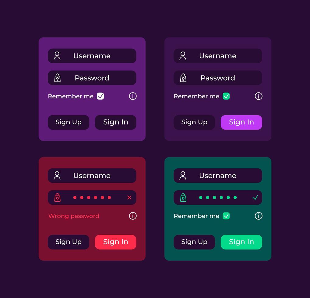 Login fields UI elements kit vector