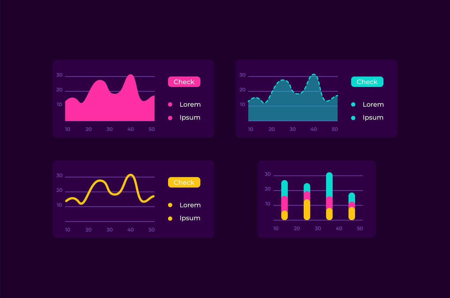 kit de elementos de interfaz de usuario de infocharts vector