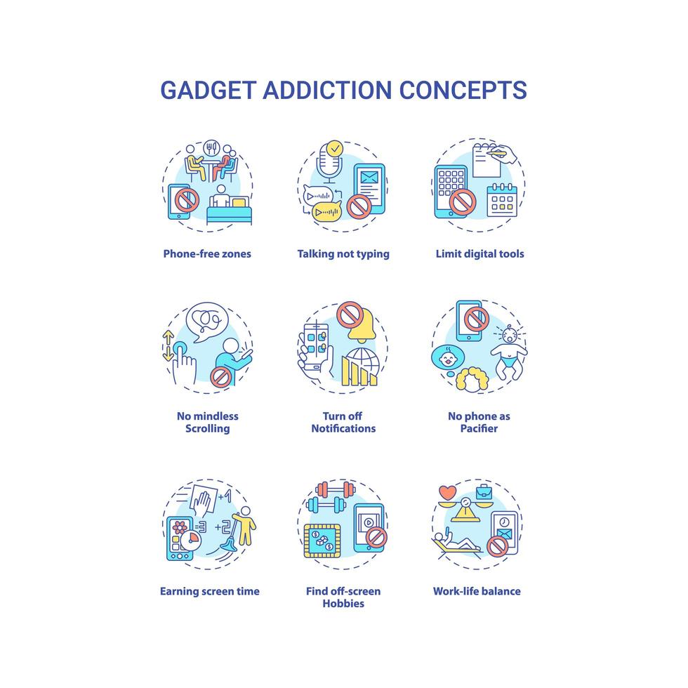 Gadget addition concept icons set vector