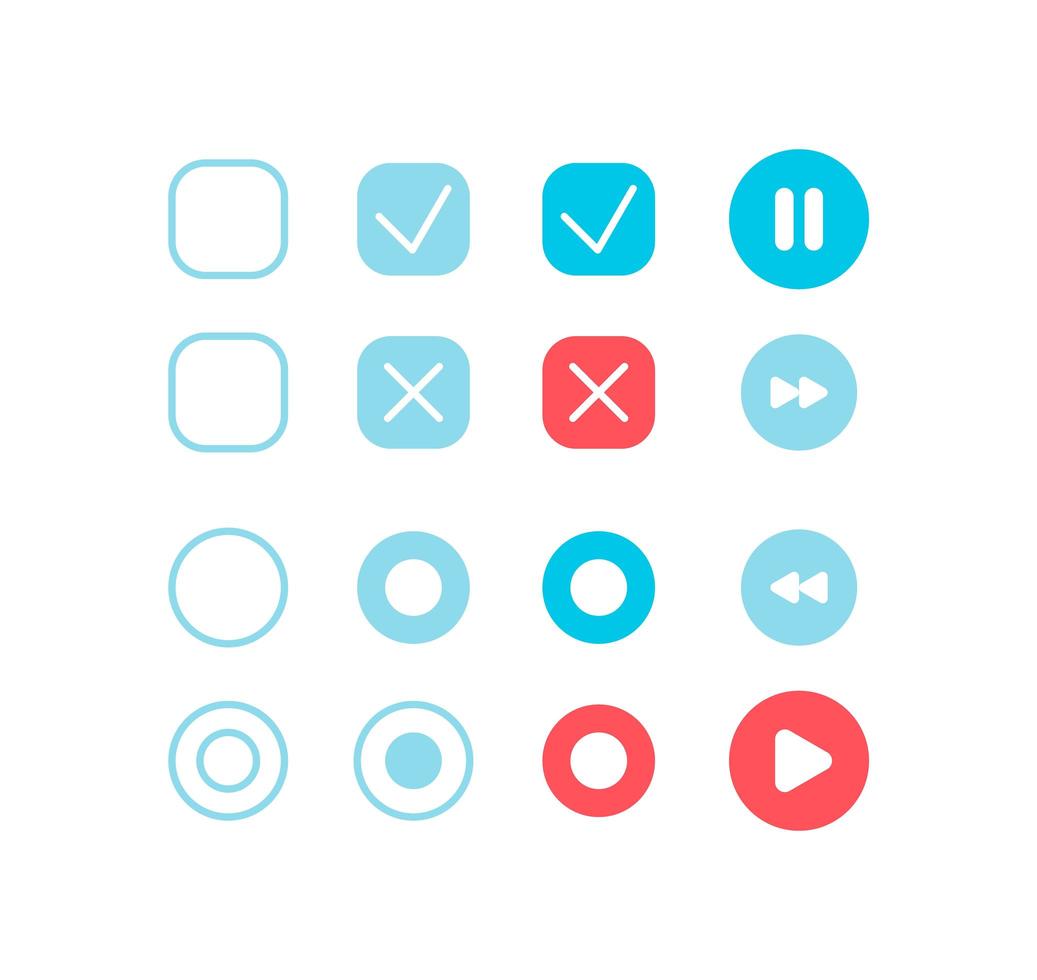 Audio player settings UI elements kit vector