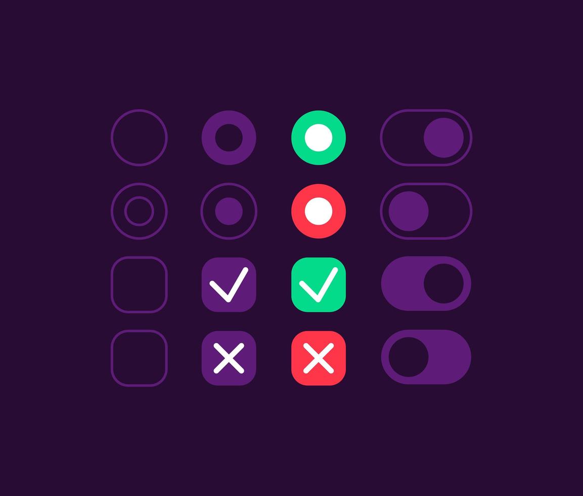 Option switches UI elements kit vector