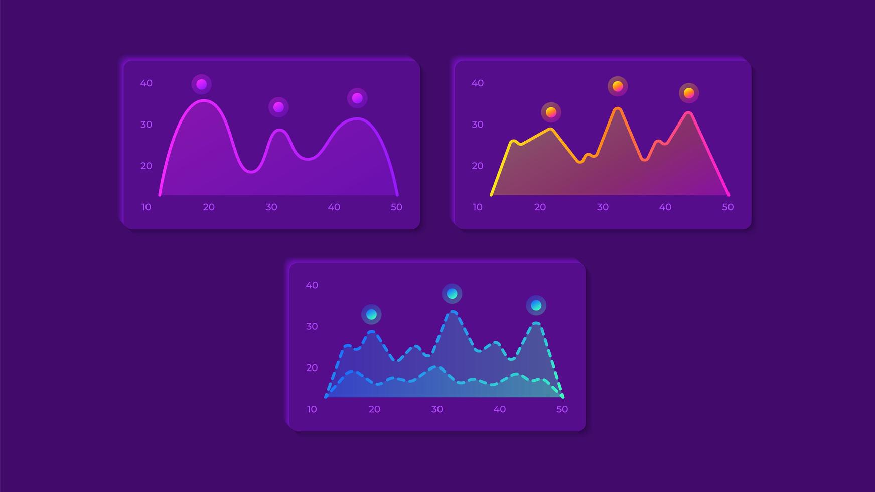 Charts UI elements kit vector