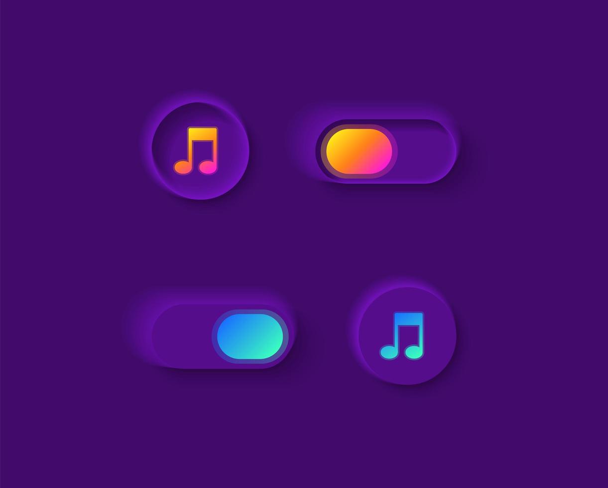 Music player switches UI elements kit vector