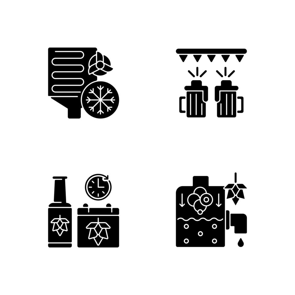 Brewery production black glyph icons set on white space vector