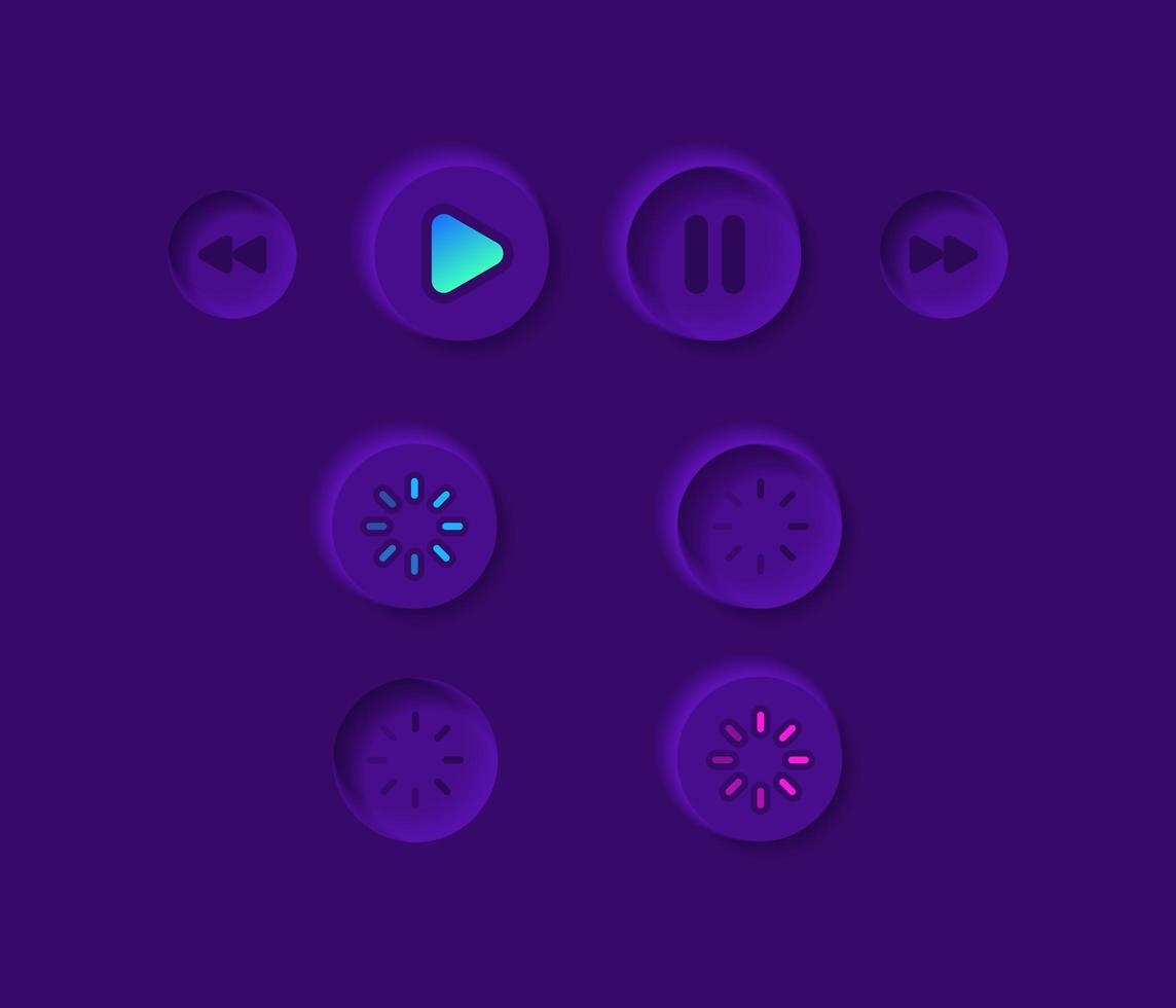 Video player UI elements kit vector