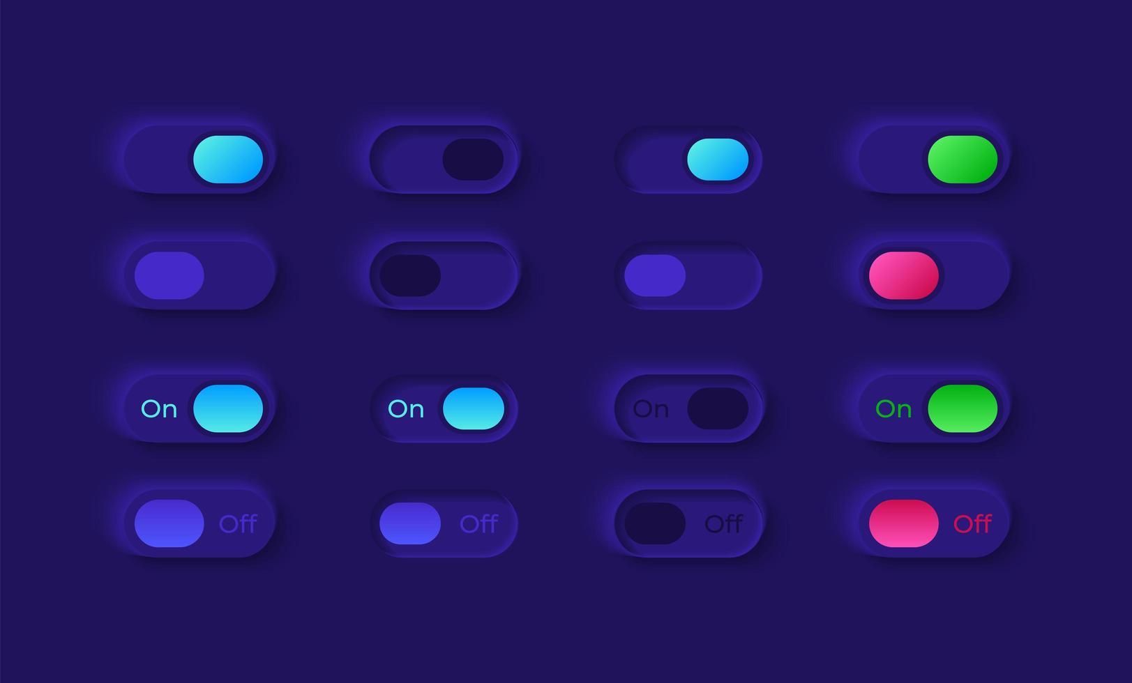 Power on and off UI elements kit vector