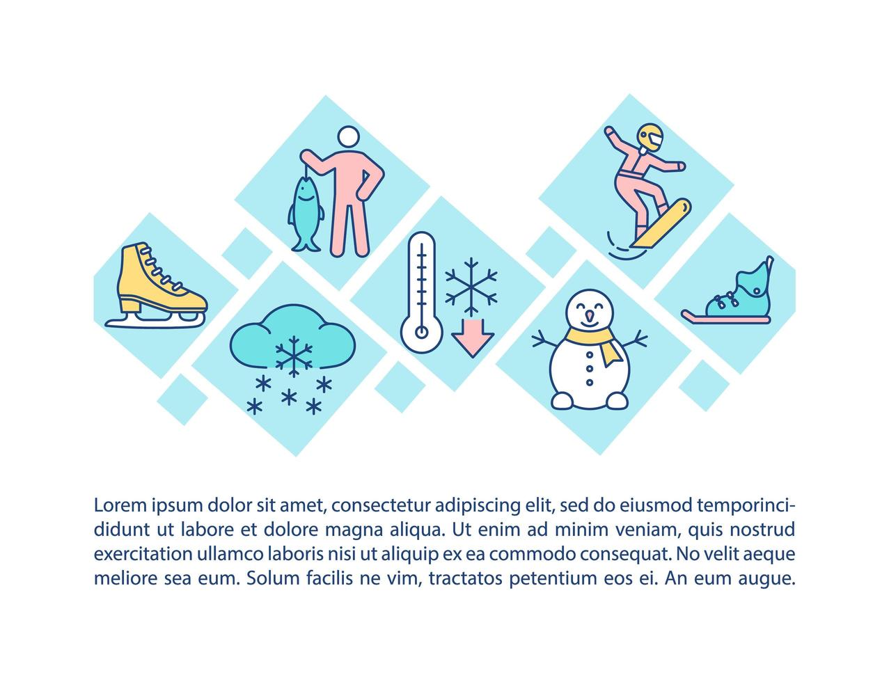 Icono de concepto de actividades de temporada fría con texto vector