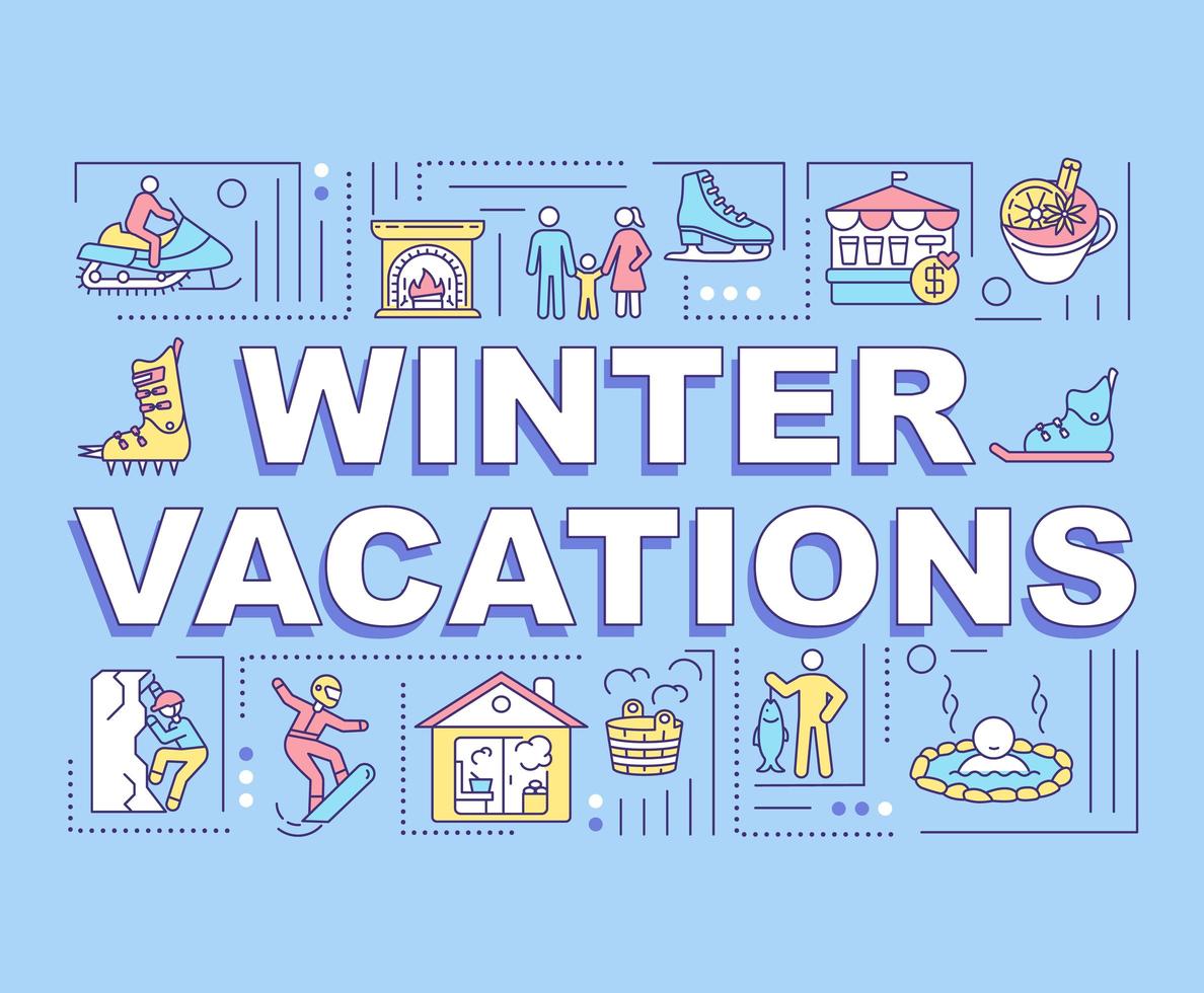 banner de conceptos de palabra de vacaciones de invierno vector