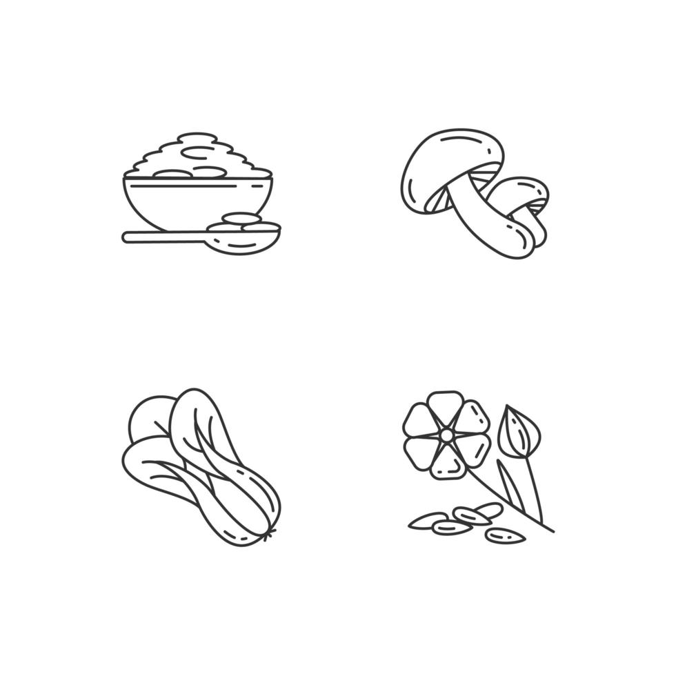 Healthy grains pixel perfect linear icons set vector