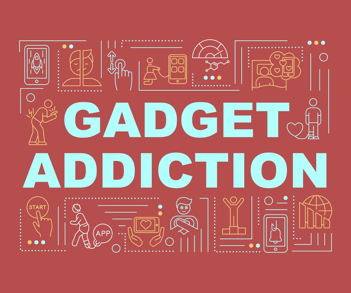 Gadget addiction word concepts banner vector