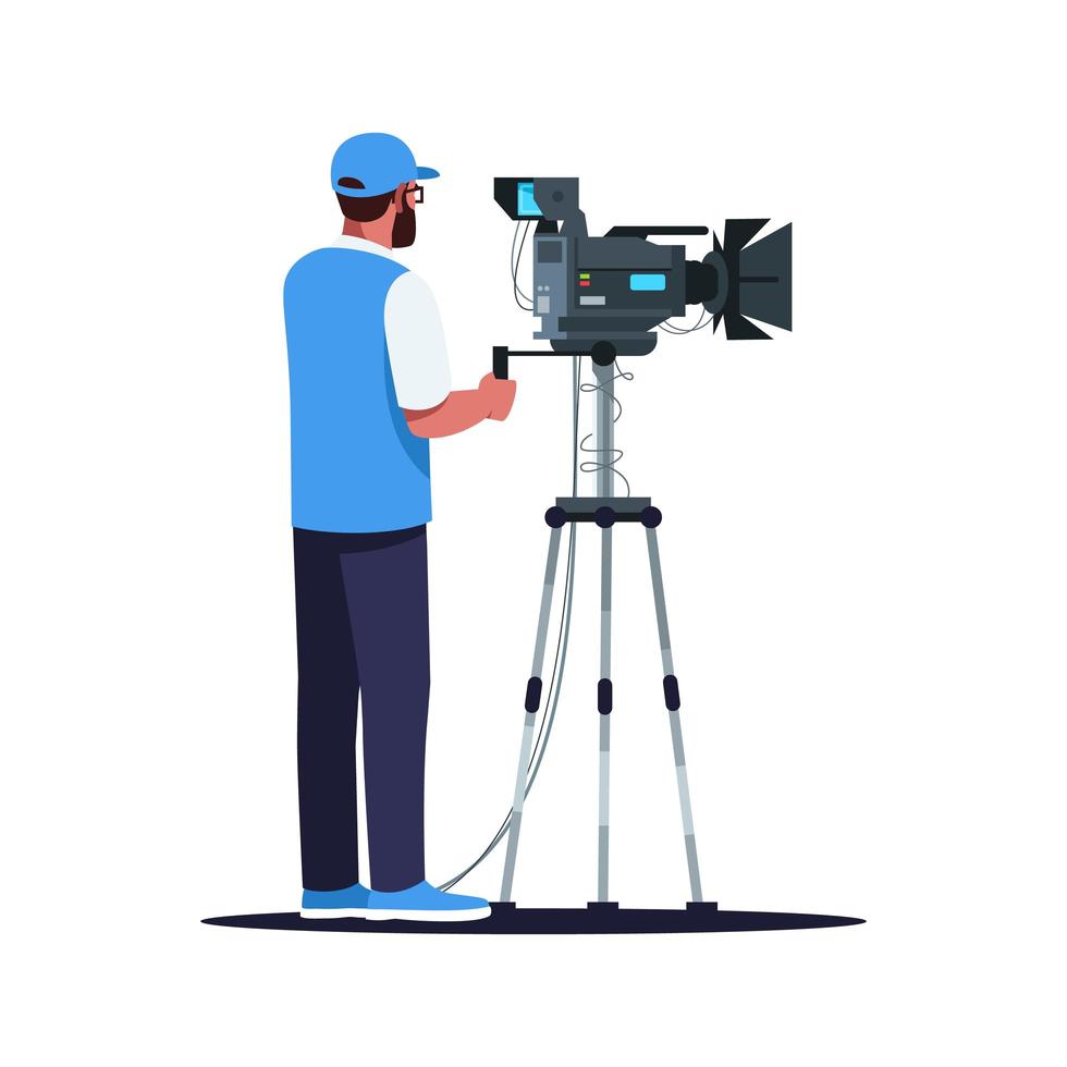 Cameraman semi flat RGB color vector illustration