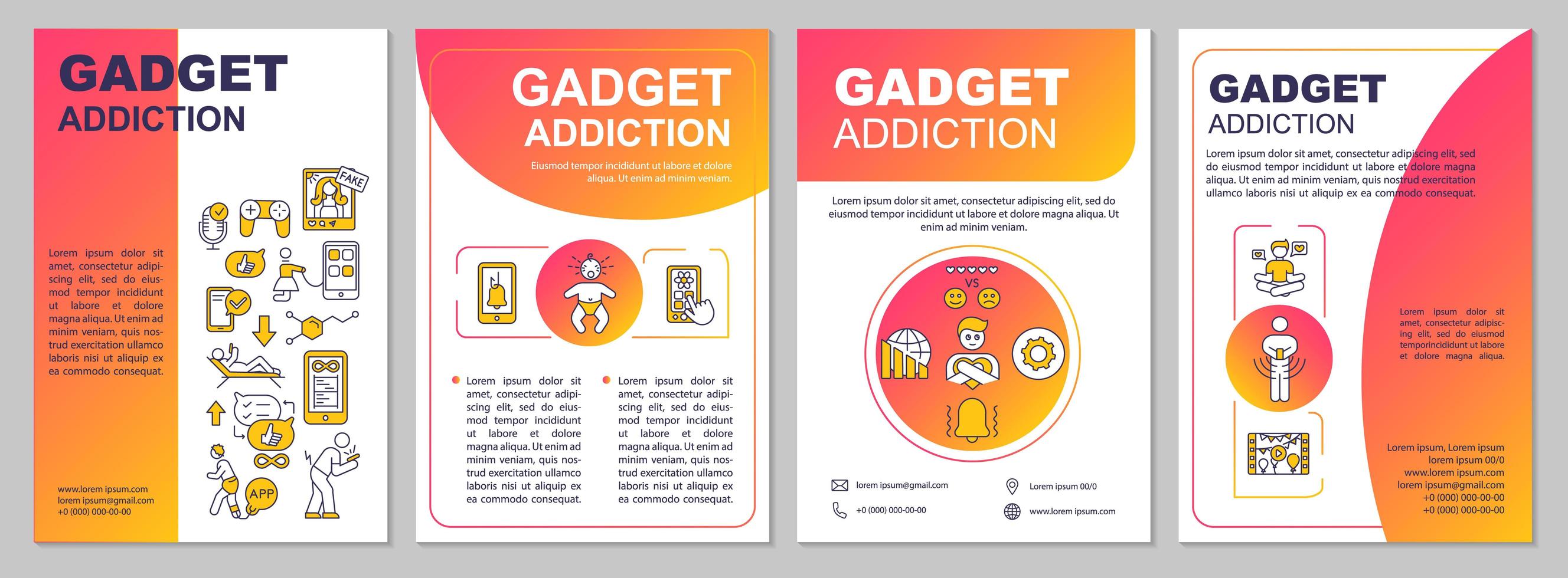 Gadget addiction brochure template vector