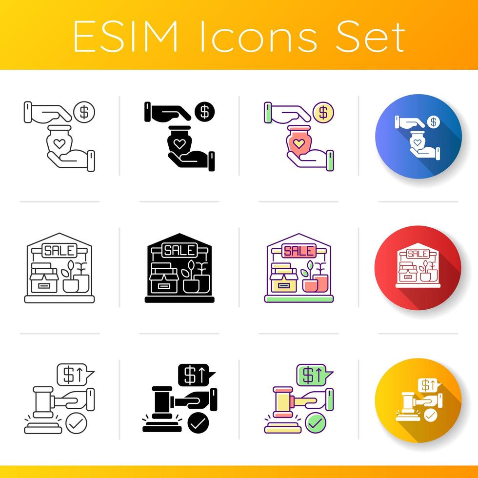 Trading icons set vector