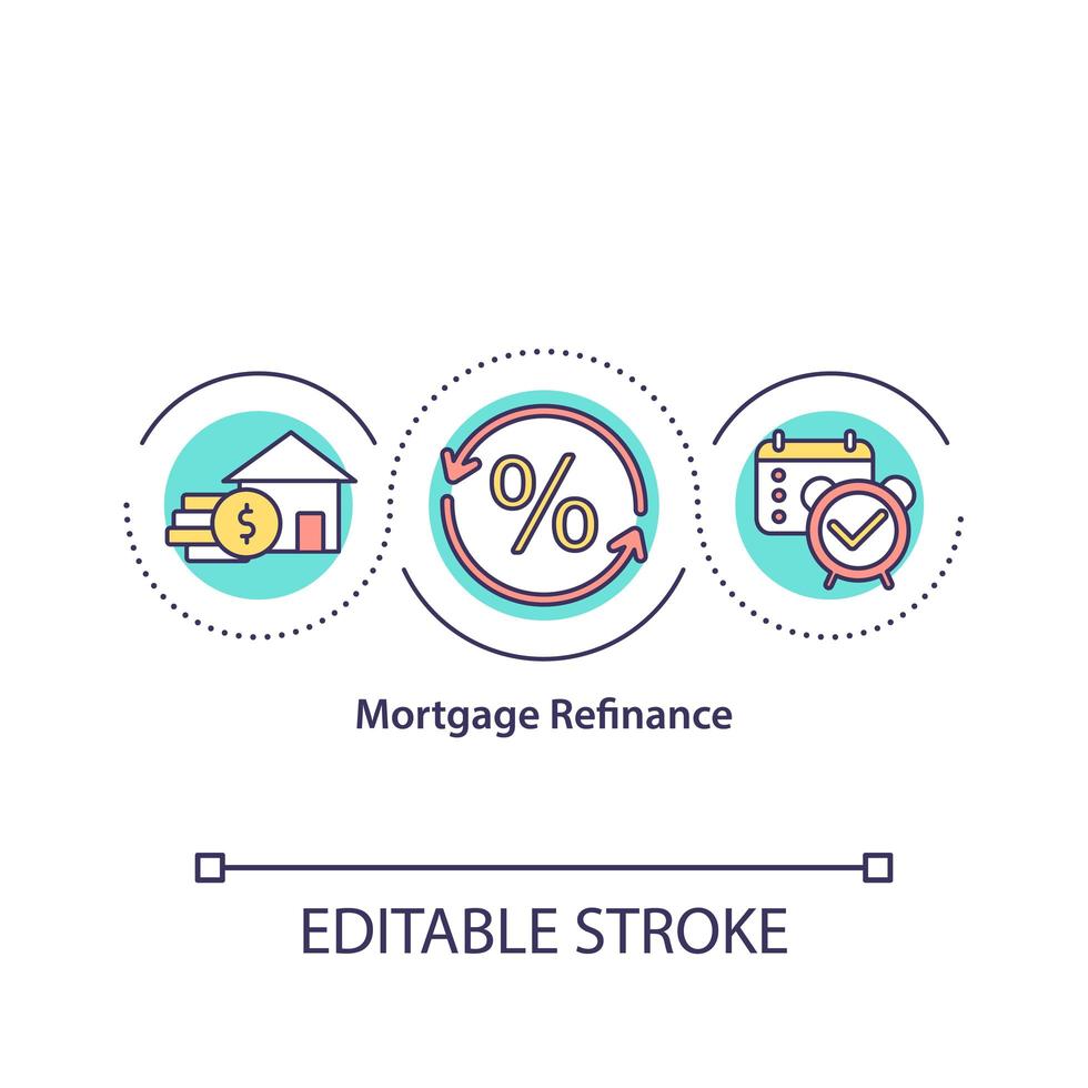 icono del concepto de refinanciamiento hipotecario vector