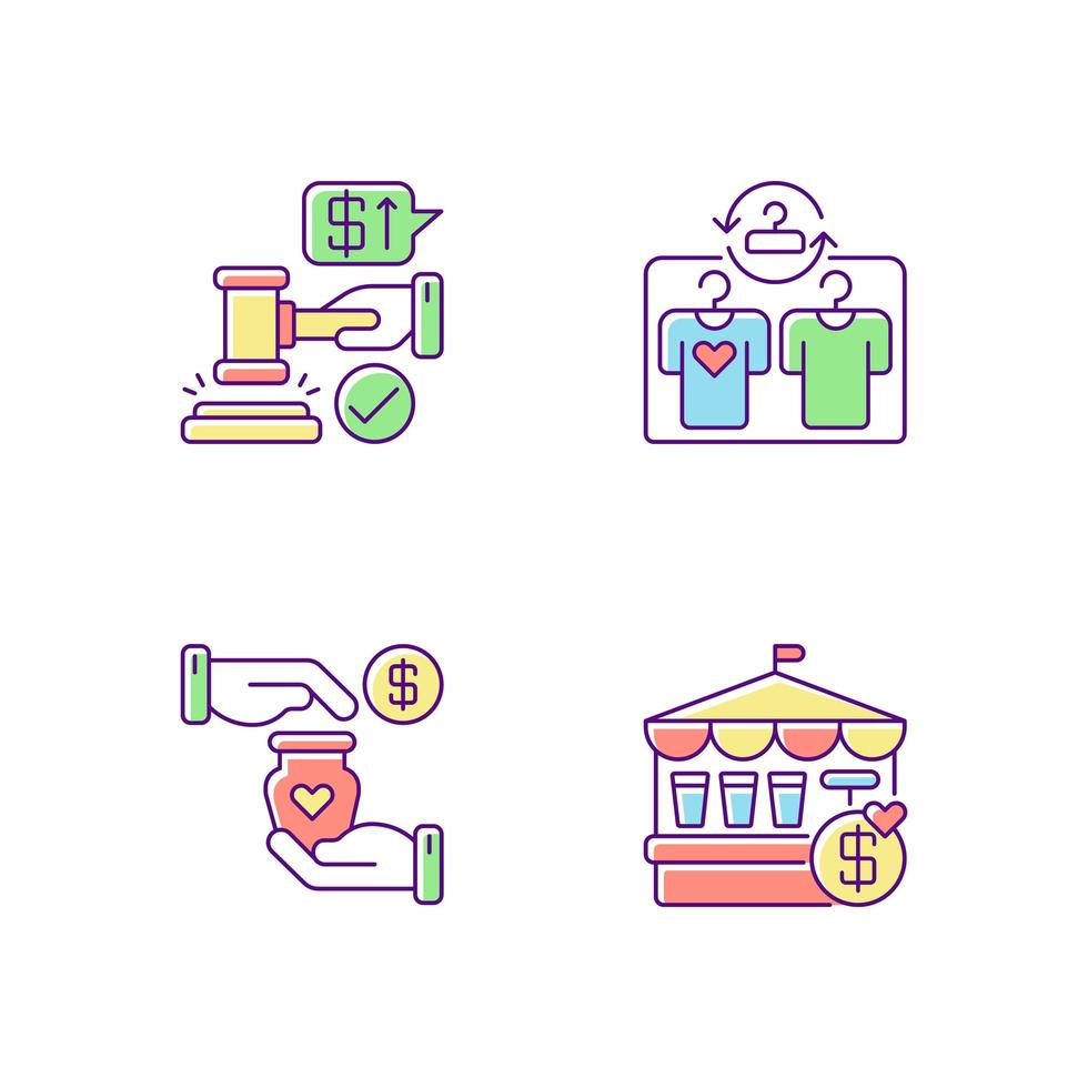 Retail services RGB color icons set vector