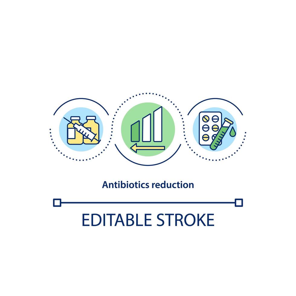 Antibiotics reduction concept icon vector