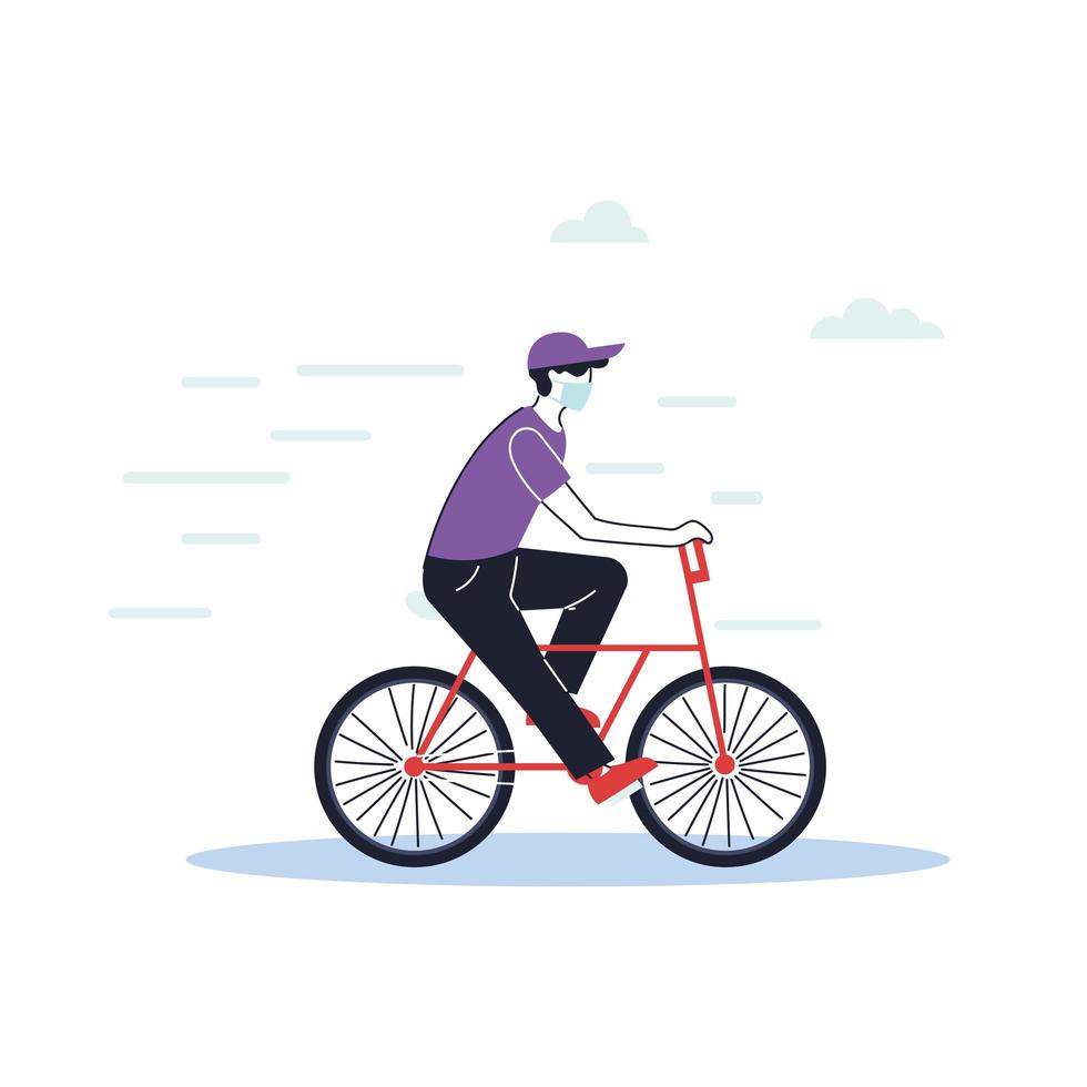 man riding a bike with a mask on vector